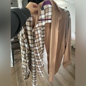 Taupe Open Back Flannel
